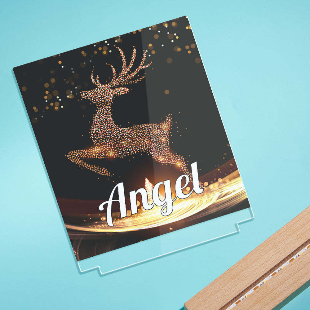 Christmas Gifts Custom Christmas Elk Night Light with Photo Personalized Night Lamp With Text - photomoonlampau