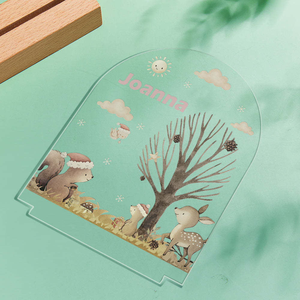 Personalized name children's night light customized Christmas squirrel seven-color night light - photomoonlampau