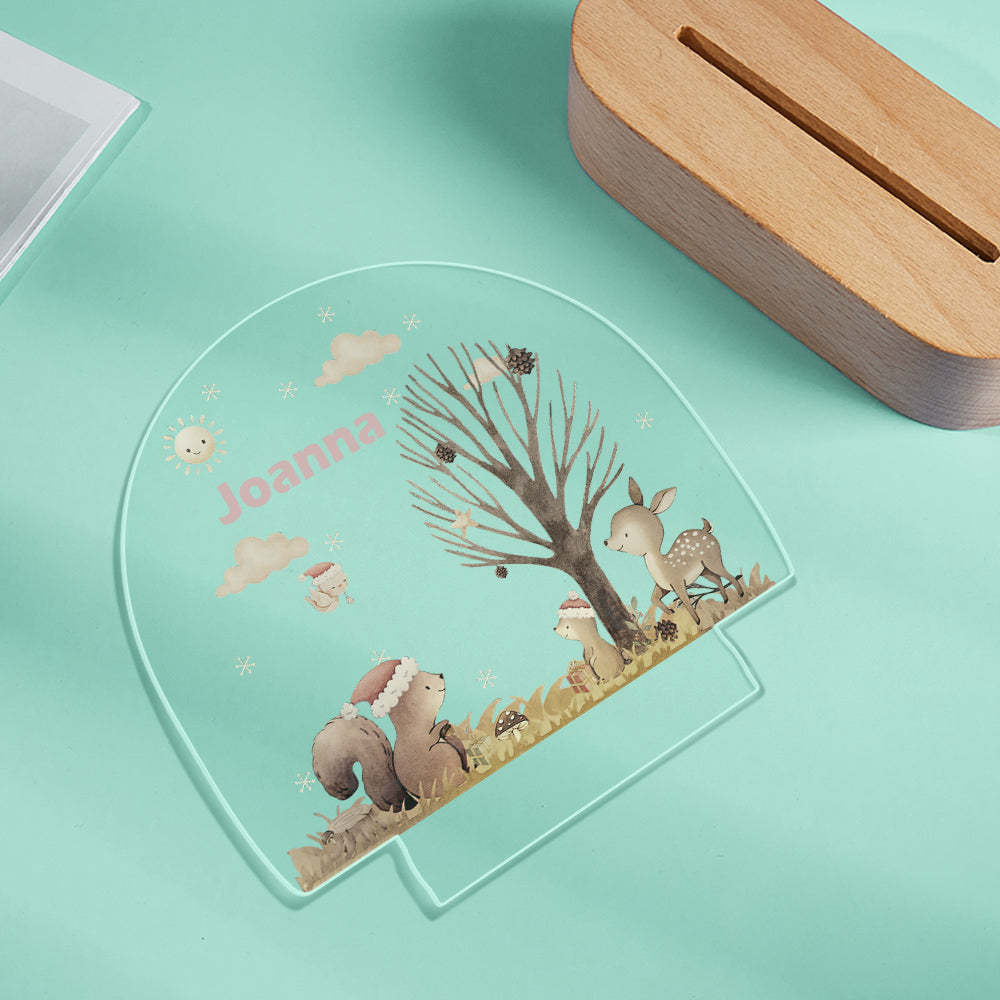 Personalized name children's night light customized Christmas squirrel seven-color night light - photomoonlampau