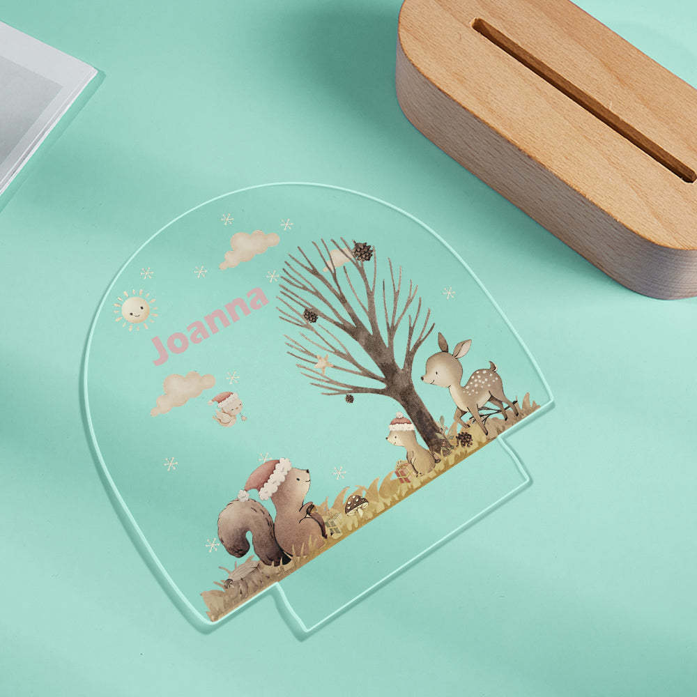 Personalized name children's night light customized Christmas squirrel seven-color night light - photomoonlampau