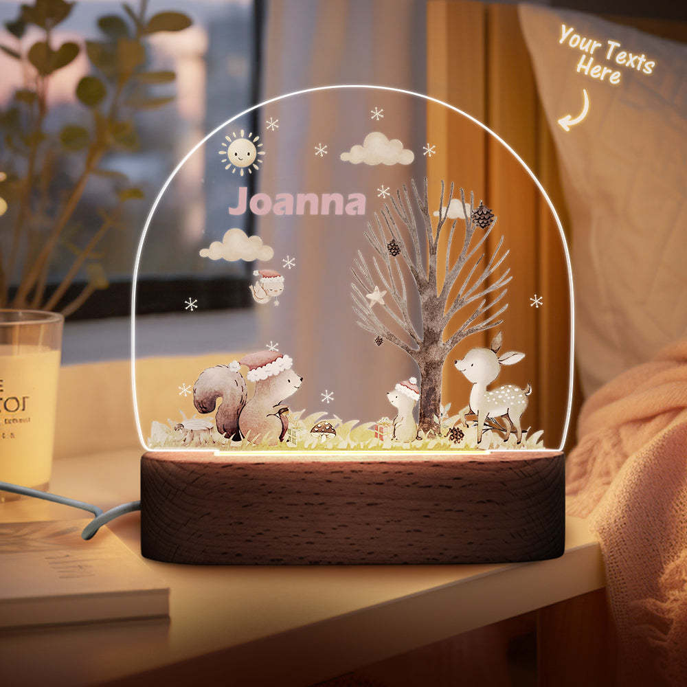 Personalized name children's night light customized Christmas squirrel seven-color night light - photomoonlampau