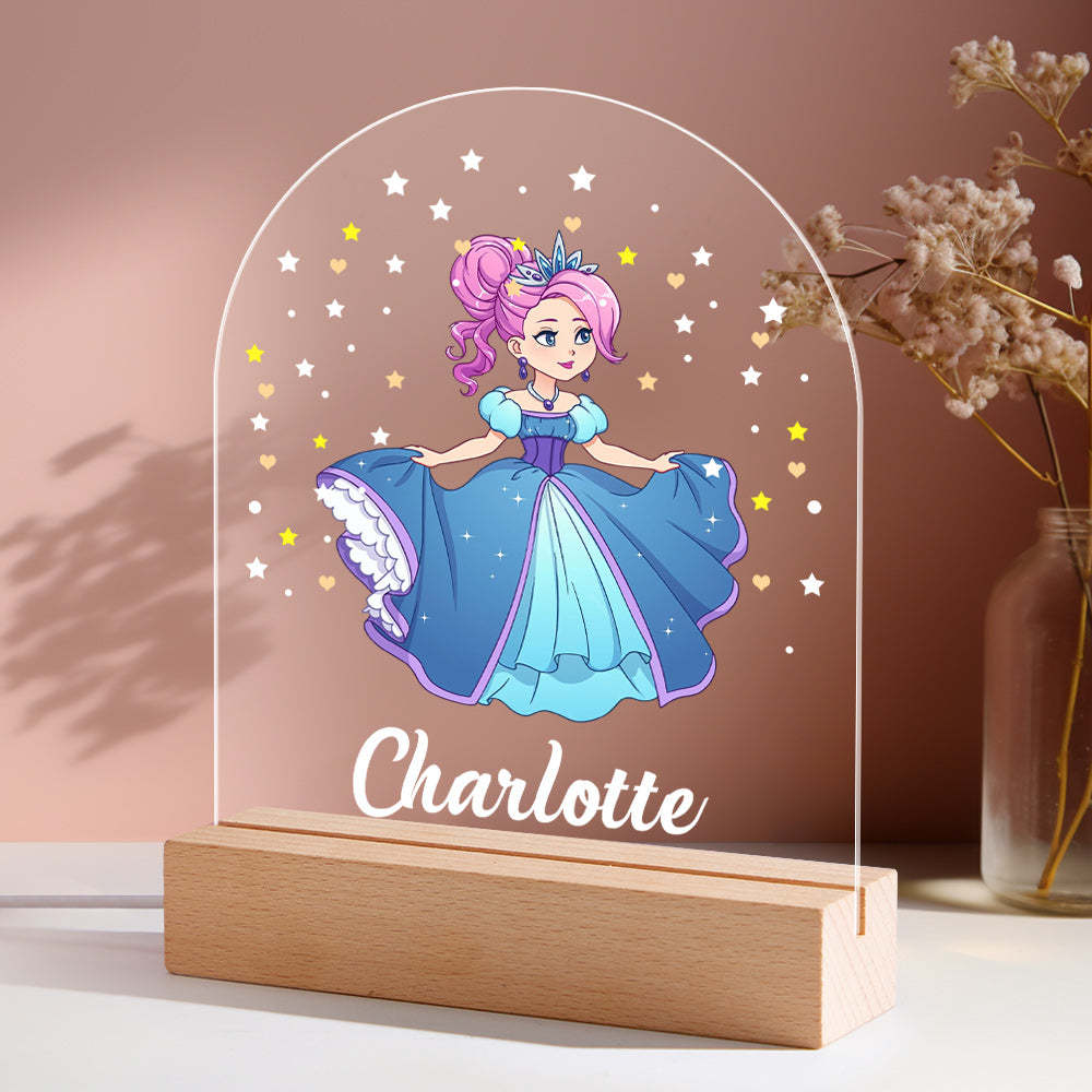 Custom Princess Ballerina Night Light Personalised Name Baby Gift - photomoonlampau