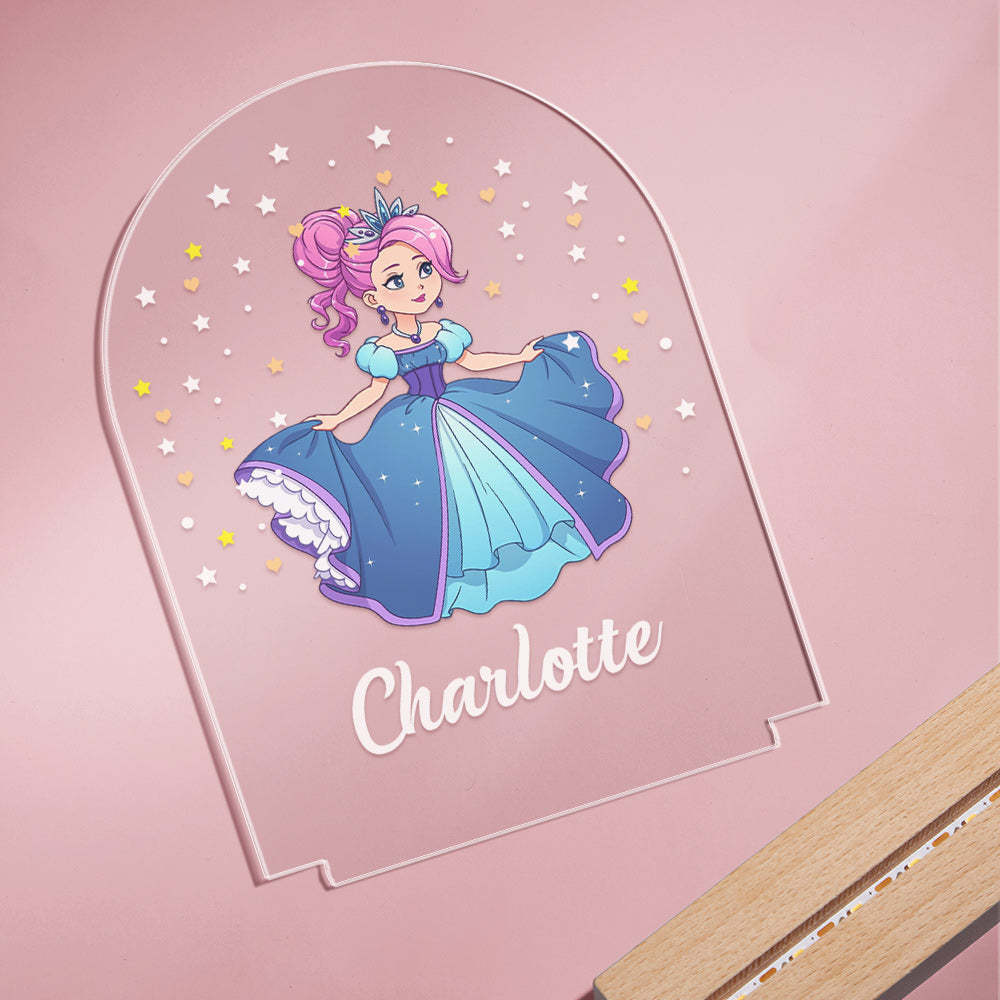Custom Princess Ballerina Night Light Personalised Name Baby Gift - photomoonlampau