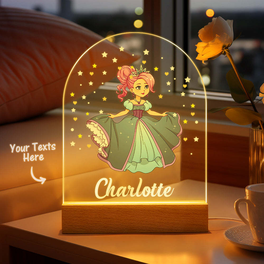 Custom Princess Ballerina Night Light Personalised Name Baby Gift - photomoonlampau