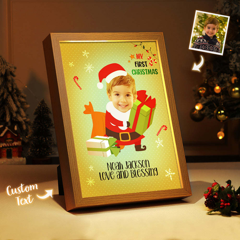 Personalised Baby's First Christmas Photo Lamp Custom Photo Light Christmas Gift - photomoonlampau