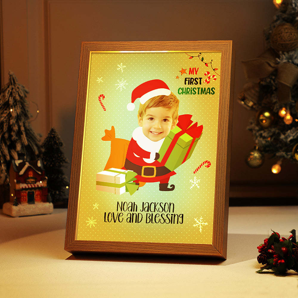 Personalised Baby's First Christmas Photo Lamp Custom Photo Light Christmas Gift - photomoonlampau
