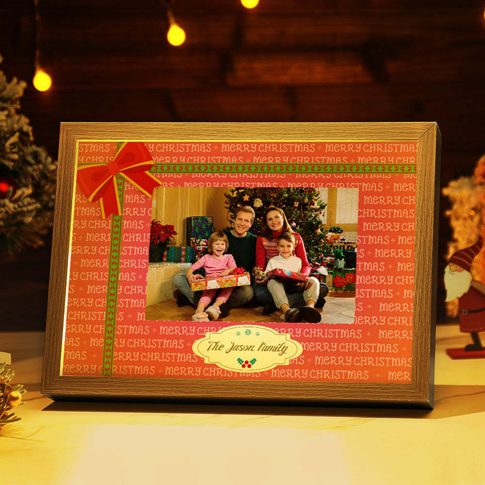 Personalised Merry Christmas Family Picture Lamp Custom Photo Light Christmas Gift - photomoonlampau