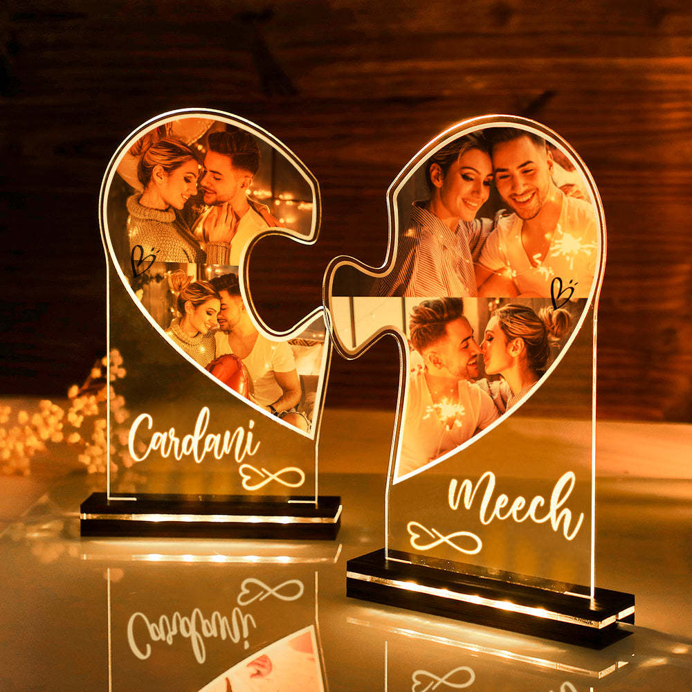 Personalised Photo Heart Puzzle Night Light Custom Pictures Lamp For Living Room - photomoonlampau