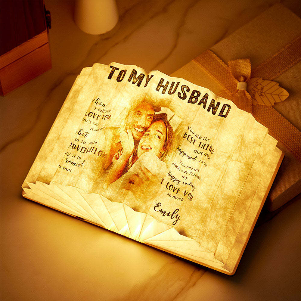 Custom Photo Book Lamp To My Wife Personalized Name Home Decor - photomoonlampau