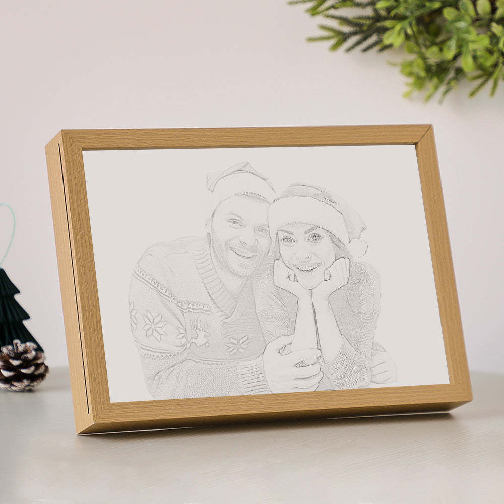 Personalized Photo LED Light Art Frame Custom Home Decorative Gift for Couples Christmas Gift - photomoonlampau