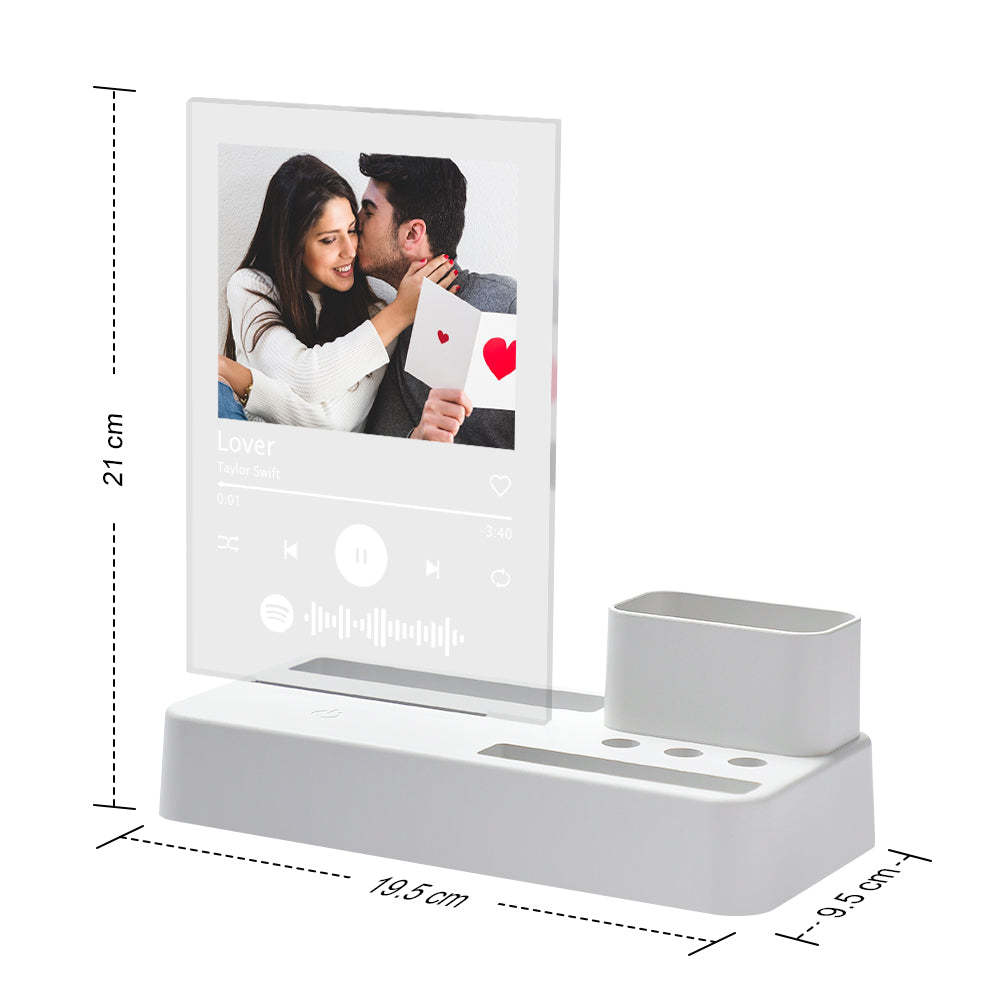 Personalized Photo Custom Spotify Code Acrylic Light Pen Holder Lamp - photomoonlampau