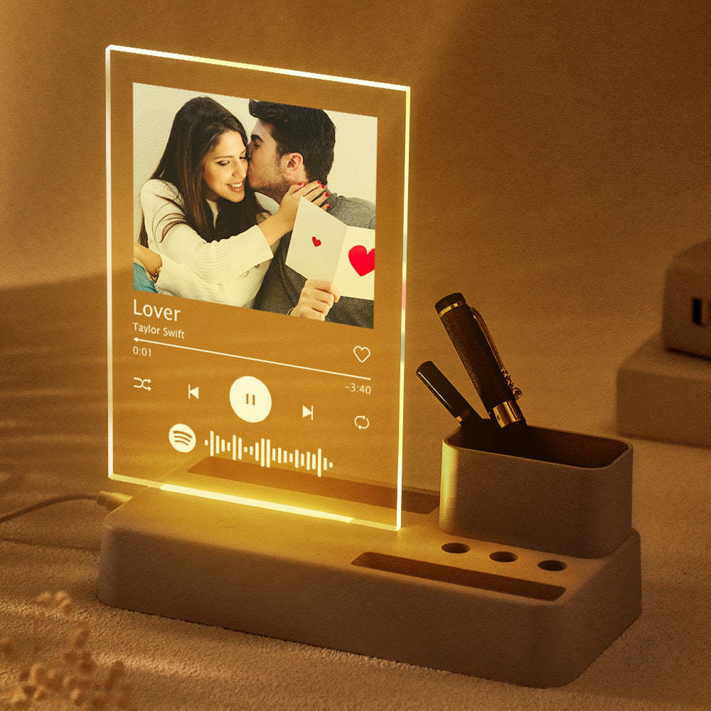 Personalized Photo Custom Spotify Code Acrylic Light Pen Holder Lamp - photomoonlampau