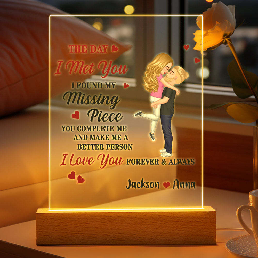 Custom Plaque Personalized Couple Image Acrylic Lamp I Found My Missing Piece - photomoonlampau