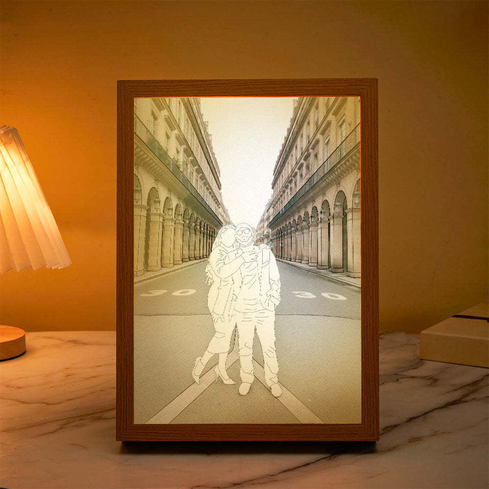 Personalized Lamp Custom Photo Line Art Light Valentine's Gifts for Her - photomoonlampau