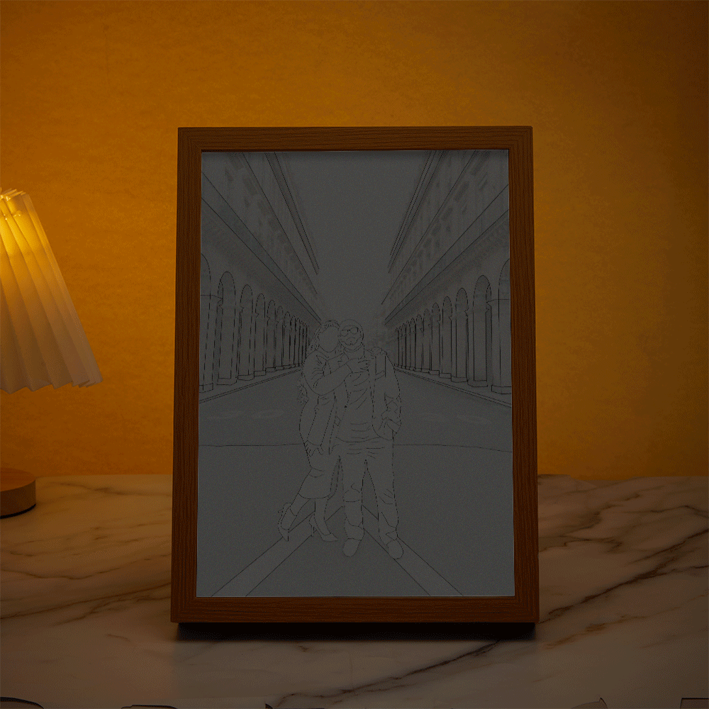 Personalized Lamp Custom Photo Line Art Light Valentine's Gifts for Her - photomoonlampau
