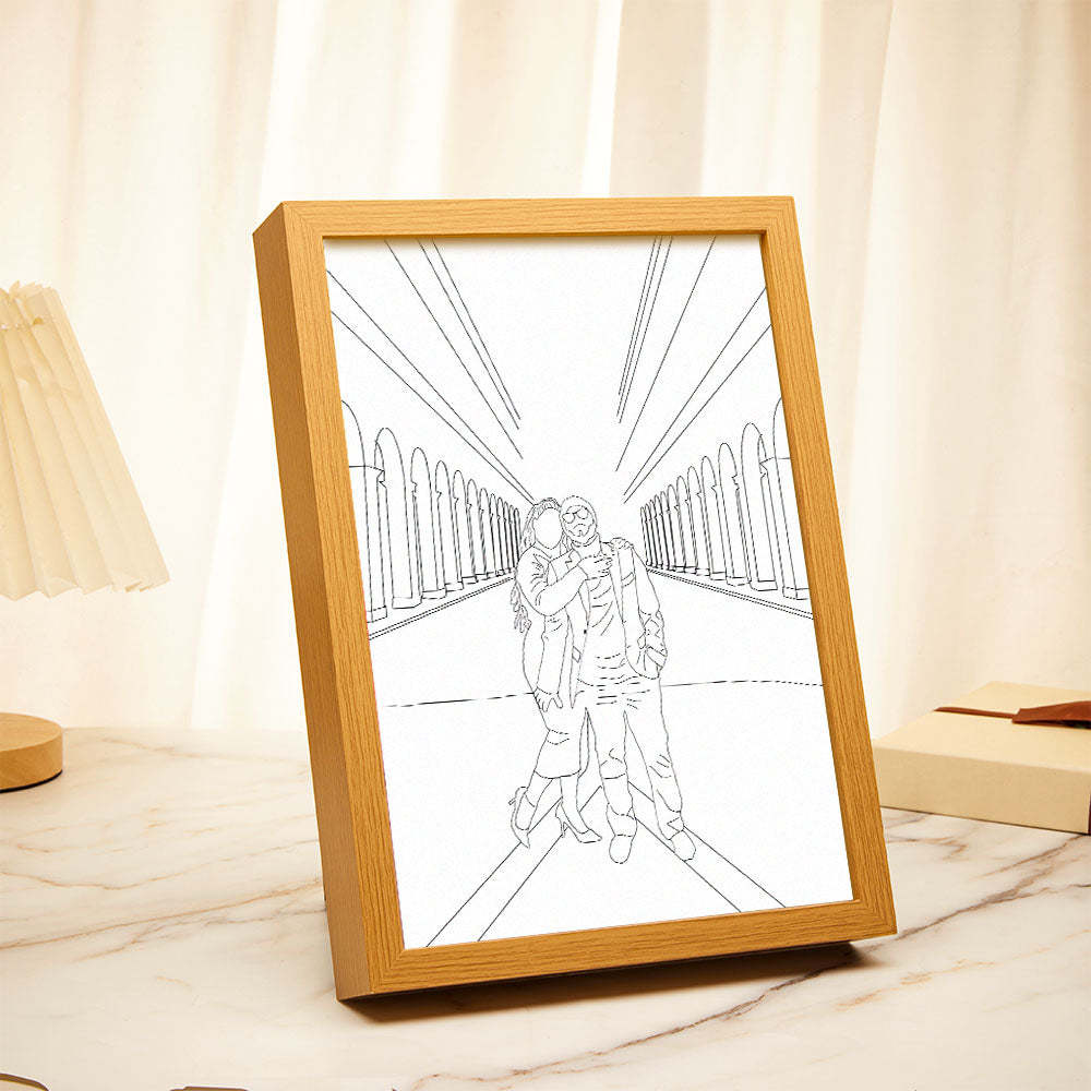 Personalized Lamp Custom Photo Line Art Light Valentine's Gifts for Her - photomoonlampau