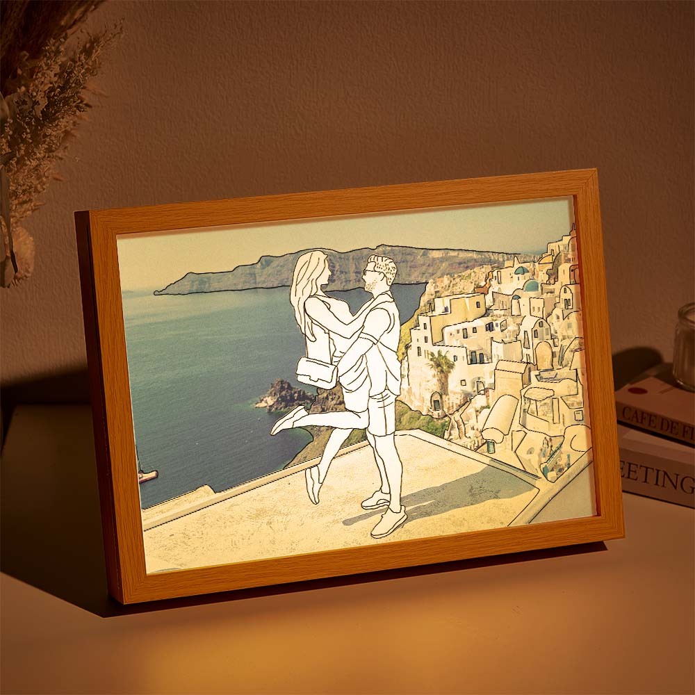 Personalized Lamp Custom Photo Line Art Light Valentine's Gifts for Her - photomoonlampau