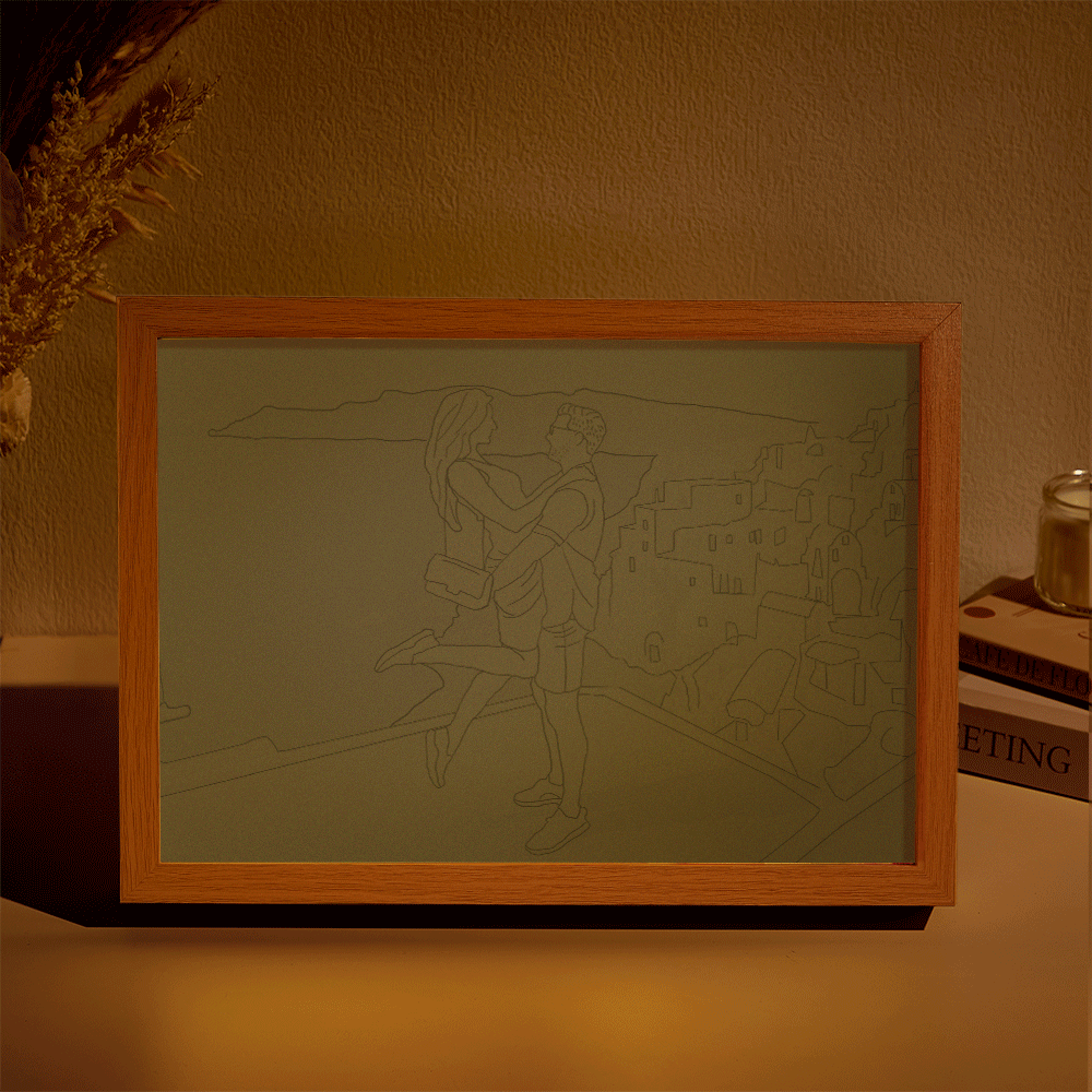 Personalized Lamp Custom Photo Line Art Light Valentine's Gifts for Her - photomoonlampau