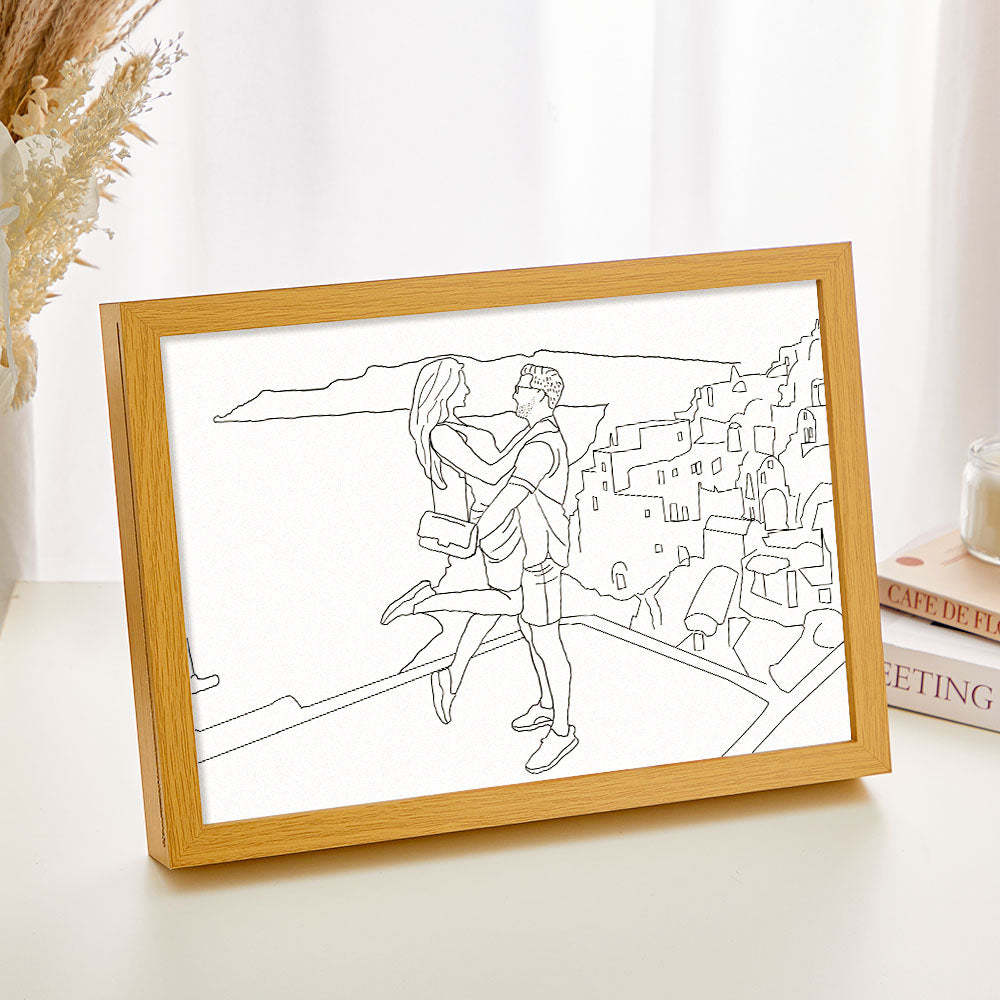 Personalized Lamp Custom Photo Line Art Light Valentine's Gifts for Her - photomoonlampau
