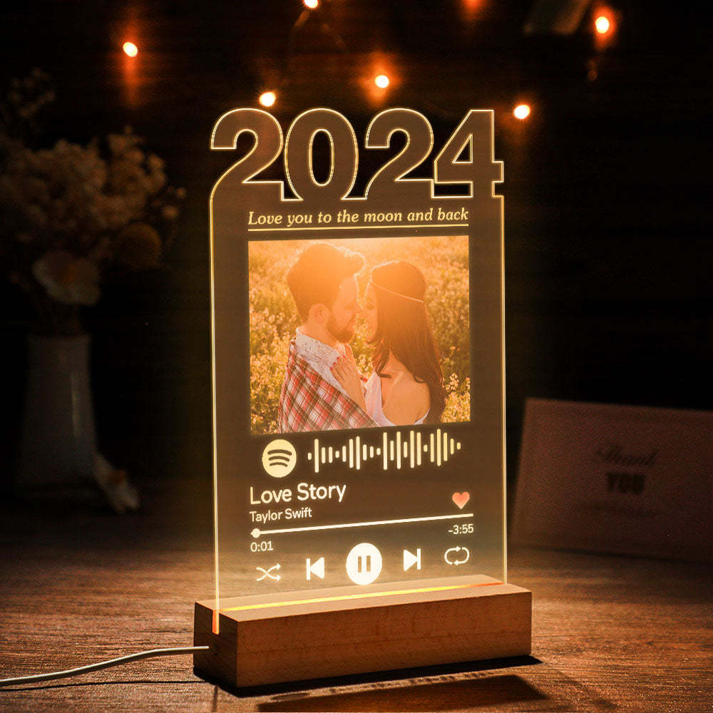 Personalized 2024 Spotify Night Light Custom Photo Lamp Room Decor Acrylic Plaque for Girlfriend - photomoonlampau