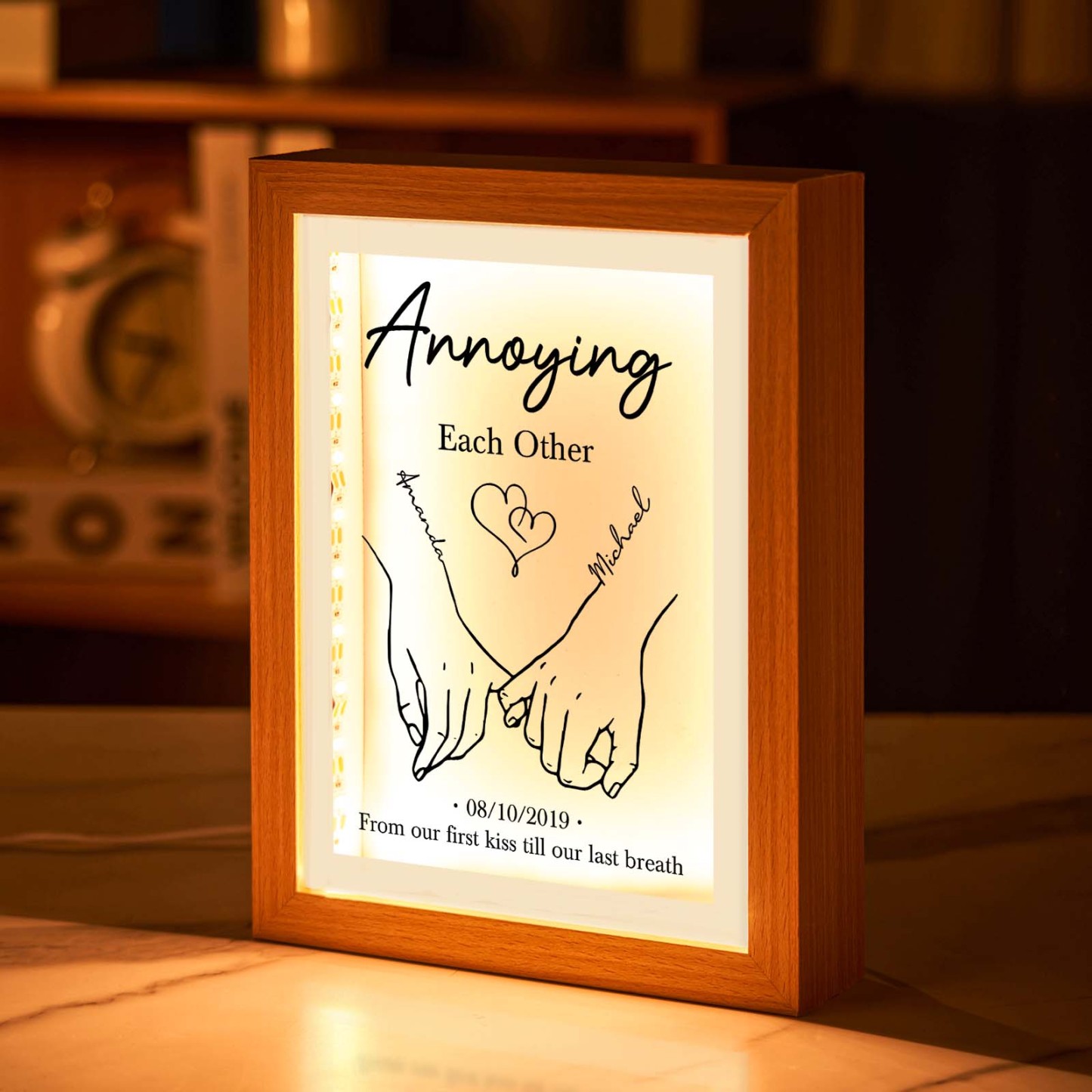 Personalized Together Forever Frame Light Box Custom Desktop Decoration Gift For Couple Anniversary Gift - photomoonlampau