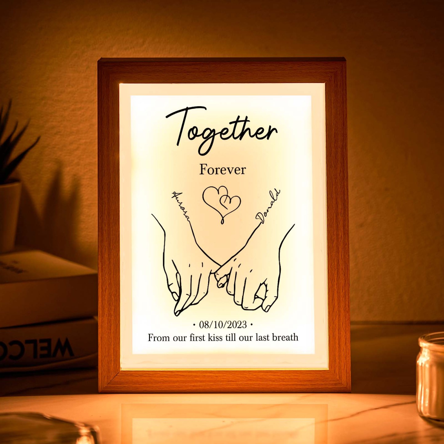 Personalized Together Forever Frame Light Box Custom Desktop Decoration Gift For Couple Anniversary Gift - photomoonlampau