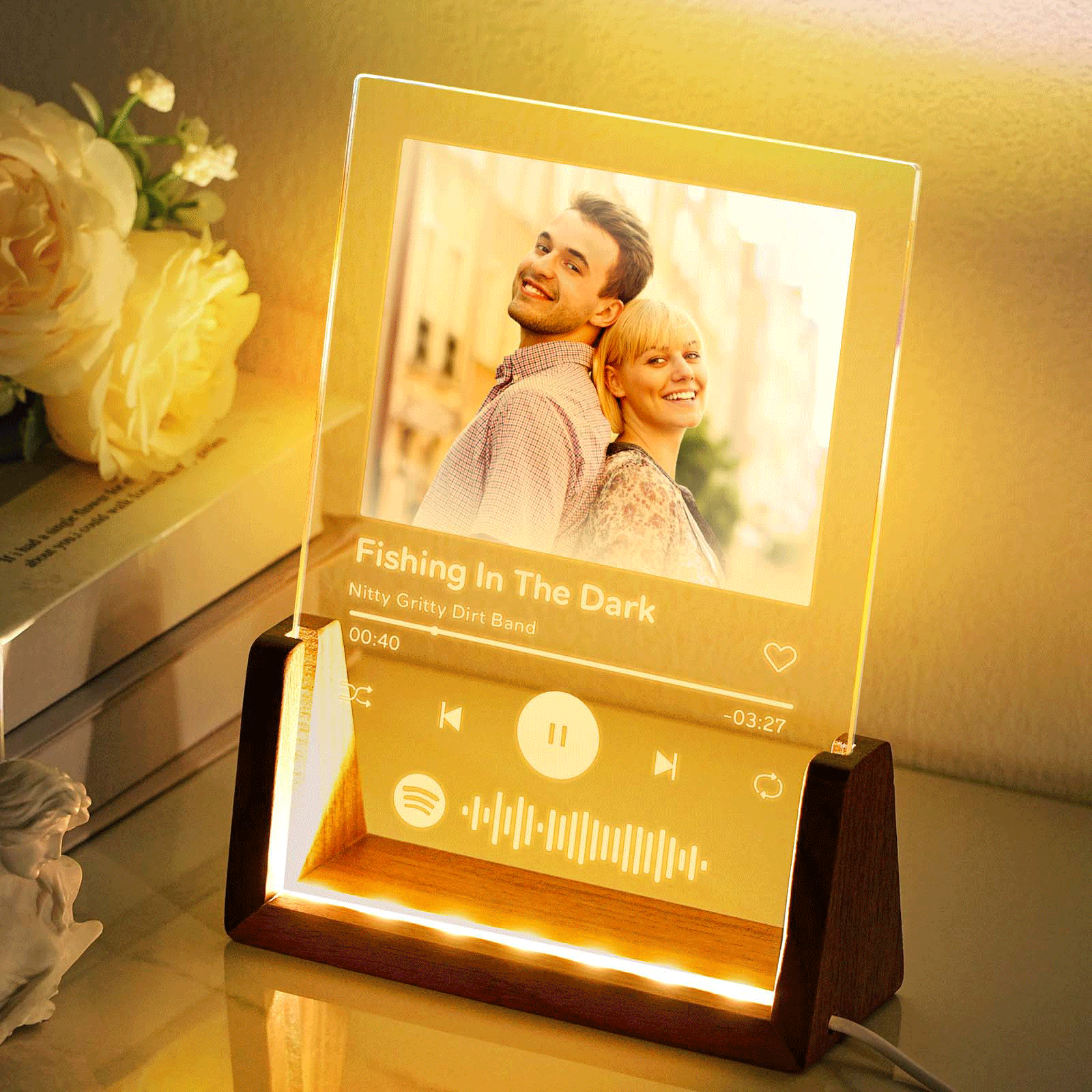 Personalized Photo Acrylic Song Plaque Custom Spotify Music Code Night Light Lamp Anniversary Gift