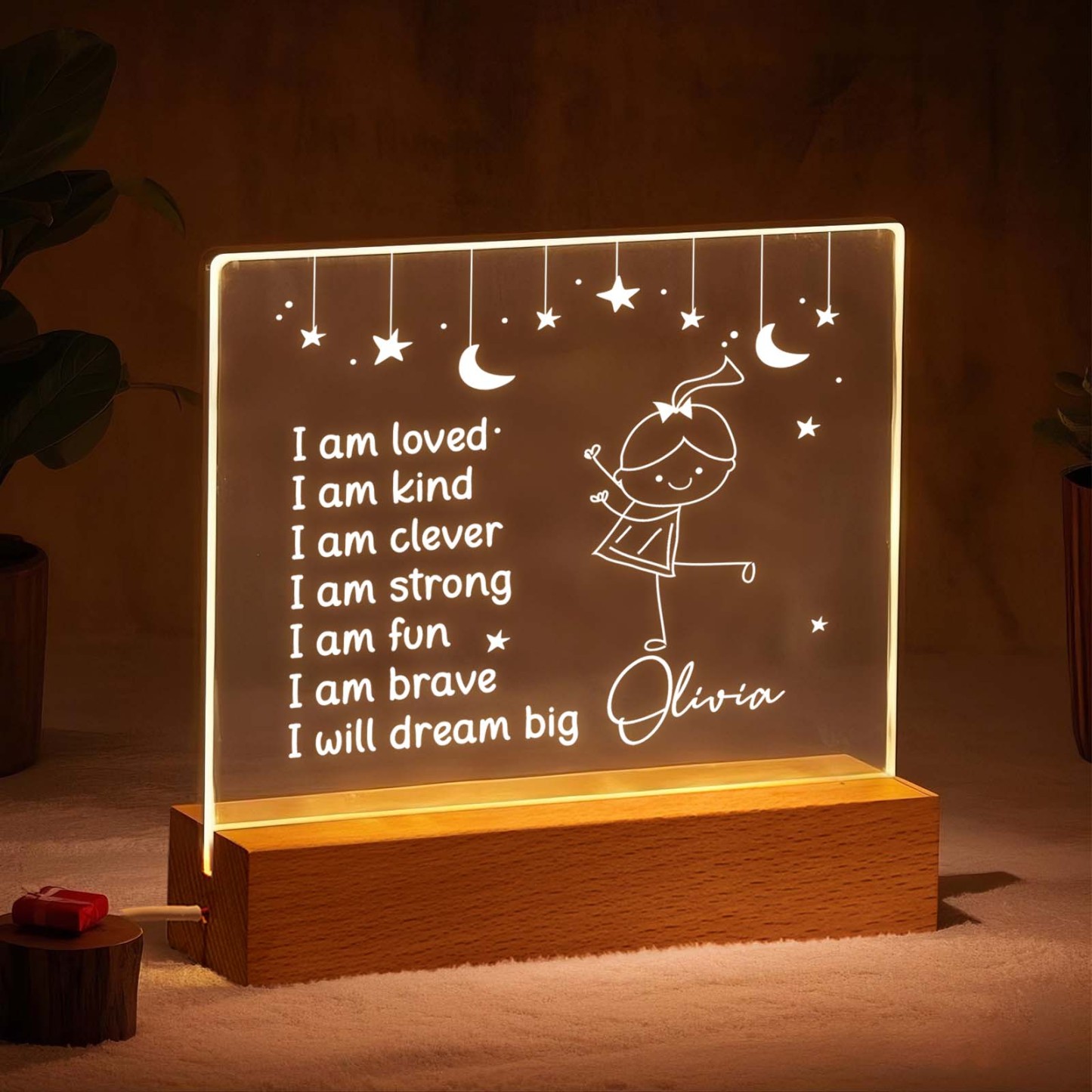 Personalized Affirmations Kids Night Plaque LED Lamp Night Light