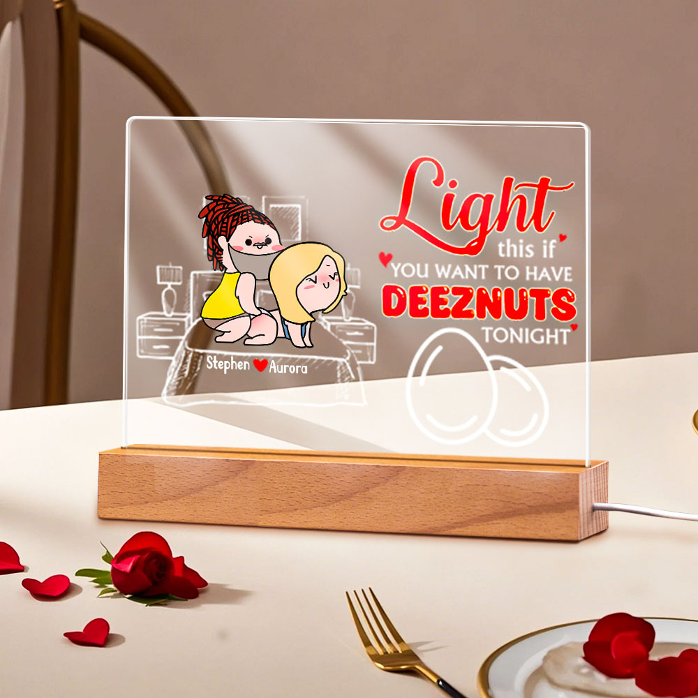 Custom Night Light Deeznuts Tonight Personalised Led Light Gifts for Couple