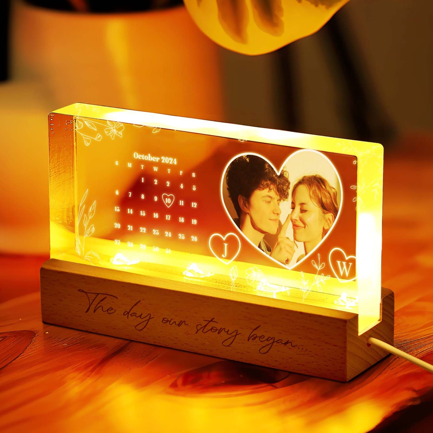 Personalized Calendar Night Light Custom Photo Light Gift for Lover - photomoonlampau