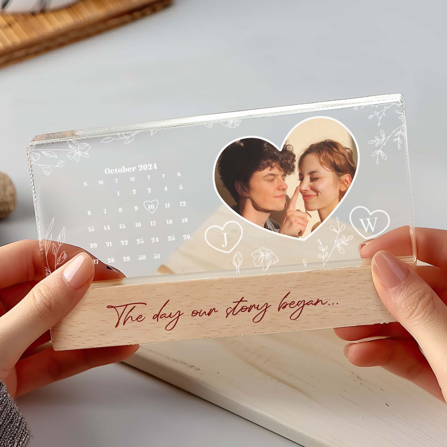 Personalized Calendar Night Light Custom Photo Light Gift for Lover - photomoonlampau