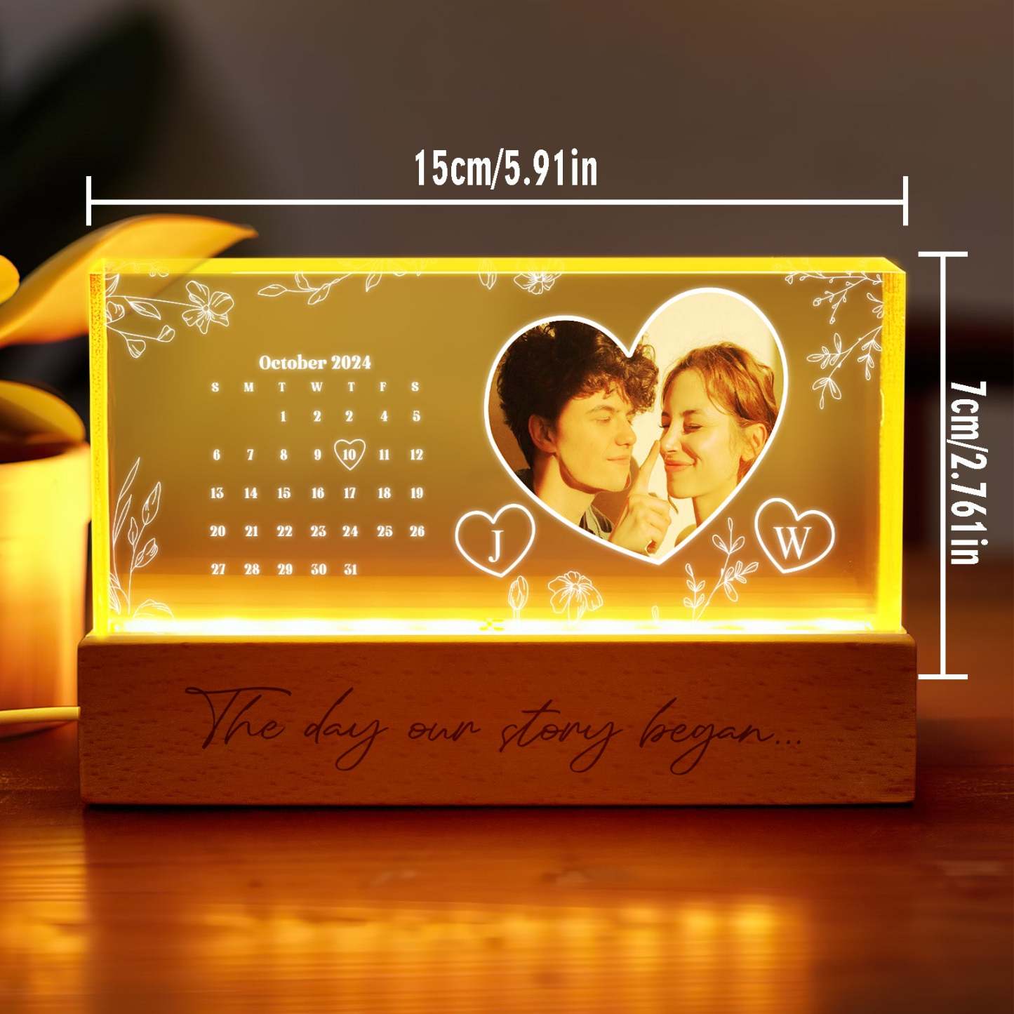 Personalized Calendar Night Light Custom Photo Light Gift for Lover - photomoonlampau