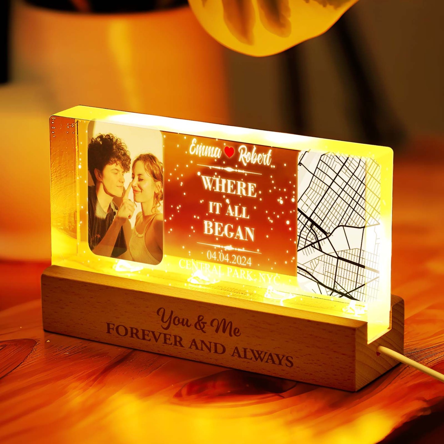 Personalized Where It All Began Night Light Custom Photo Light Gift for Lover - photomoonlampau