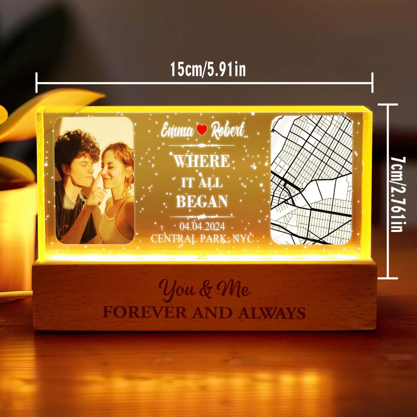 Personalized Where It All Began Night Light Custom Photo Light Gift for Lover - photomoonlampau
