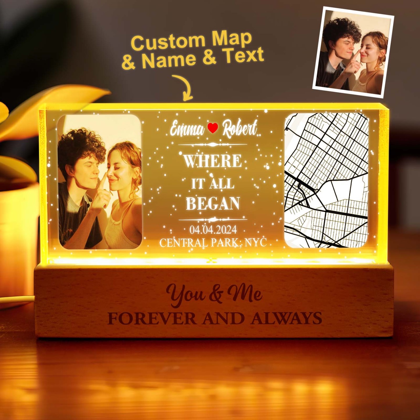 Personalized Where It All Began Night Light Custom Photo Light Gift for Lover - photomoonlampau