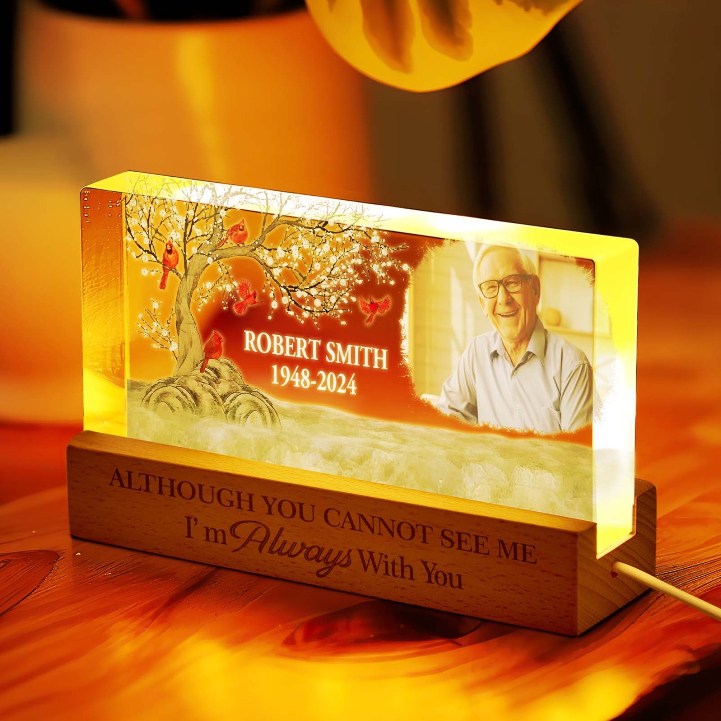 Personalized I'm Always With You Night Light Custom Photo Light Memorial Gift - photomoonlampau