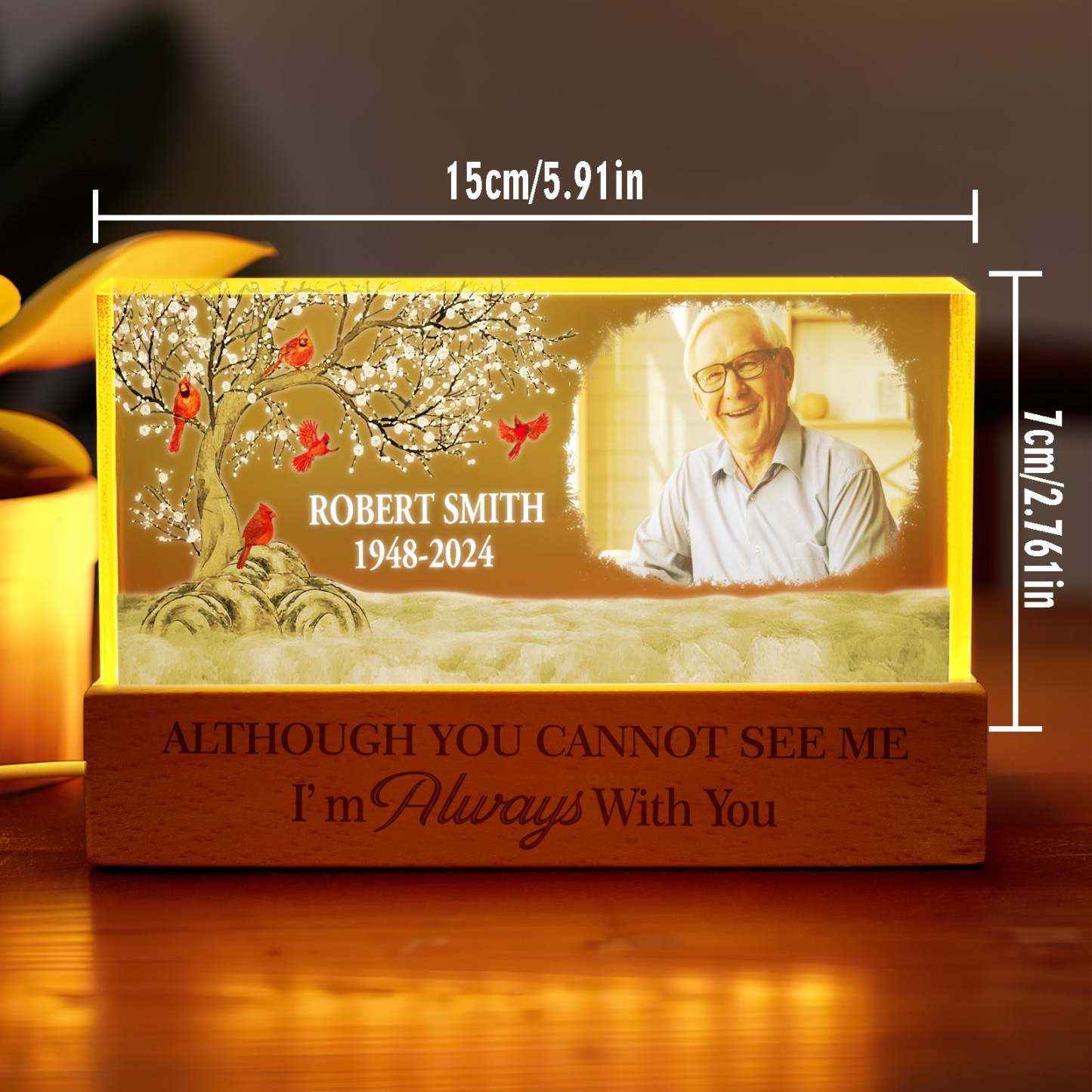 Personalized I'm Always With You Night Light Custom Photo Light Memorial Gift - photomoonlampau