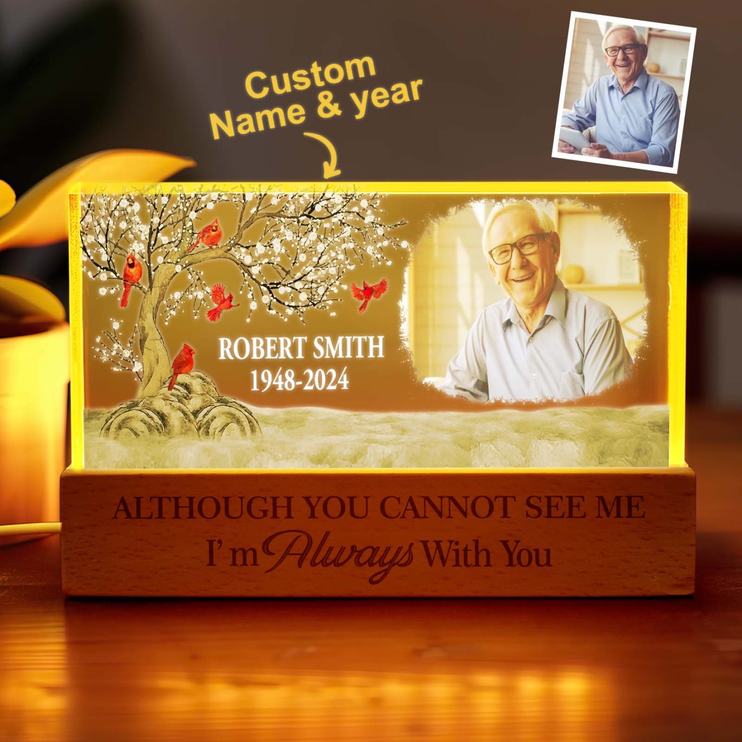 Personalized I'm Always With You Night Light Custom Photo Light Memorial Gift - photomoonlampau