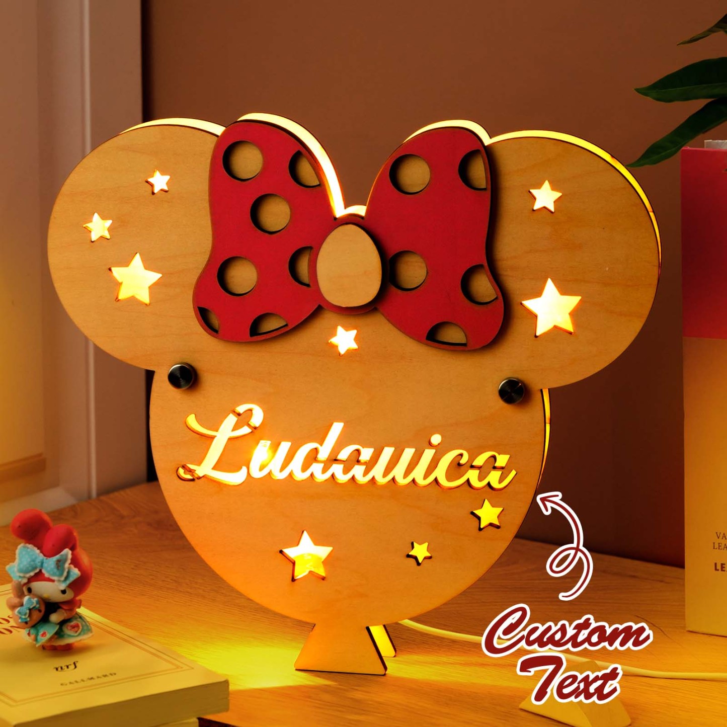 Custom Wooden Wall Lamp With Personalized Name Night Light Home Cozy Furnishing