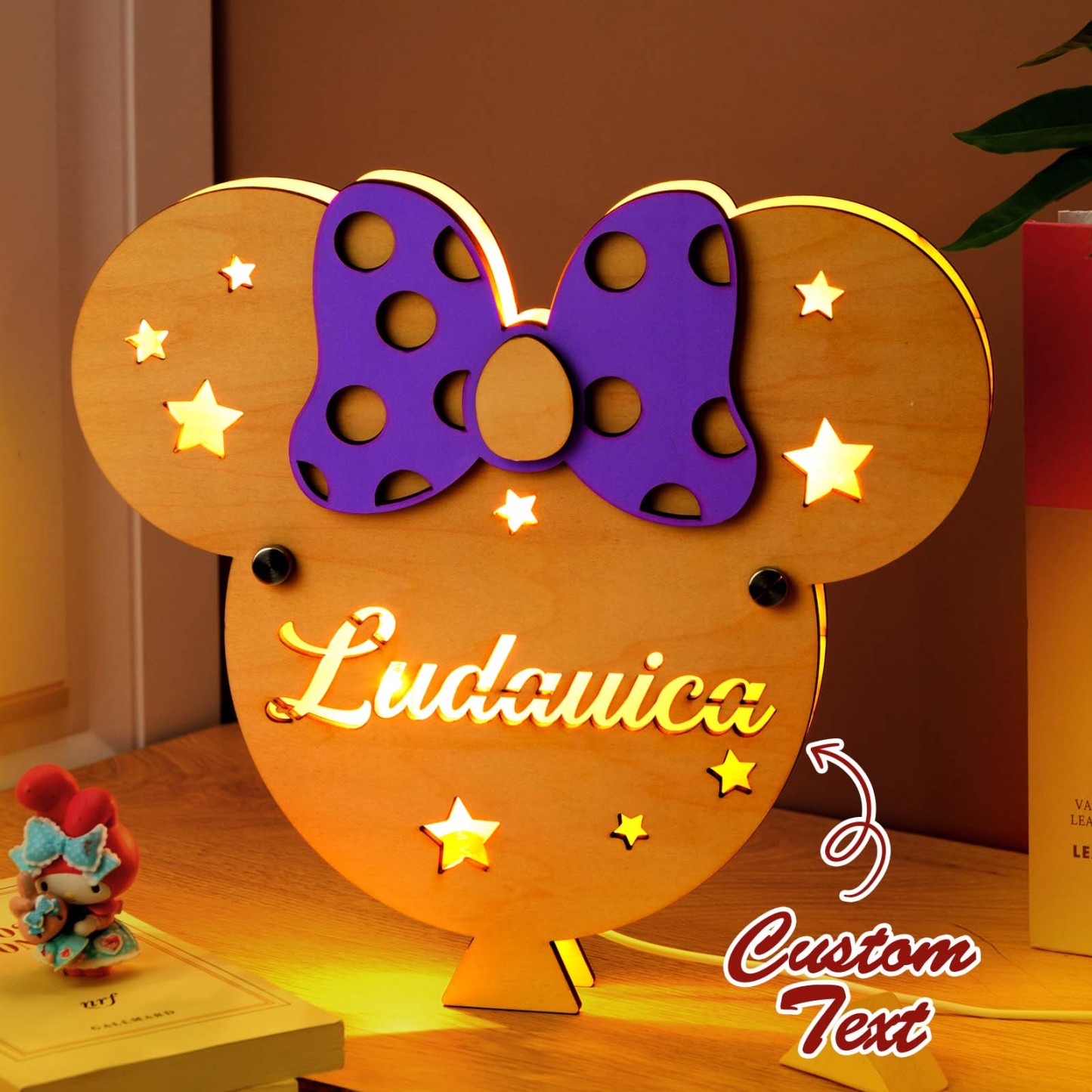 Custom Wooden Wall Lamp With Personalized Name Night Light Home Cozy Furnishing