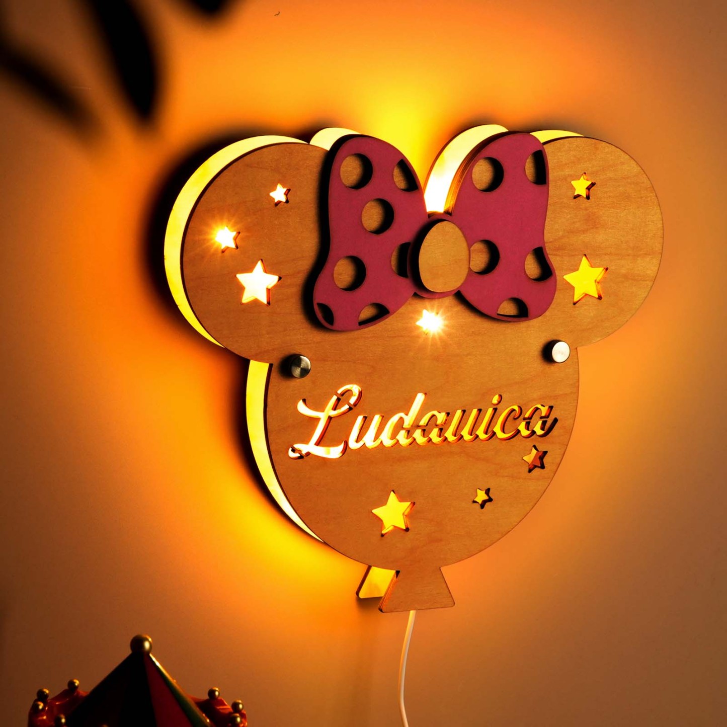 Custom Wooden Wall Lamp With Personalized Name Night Light Home Cozy Furnishing