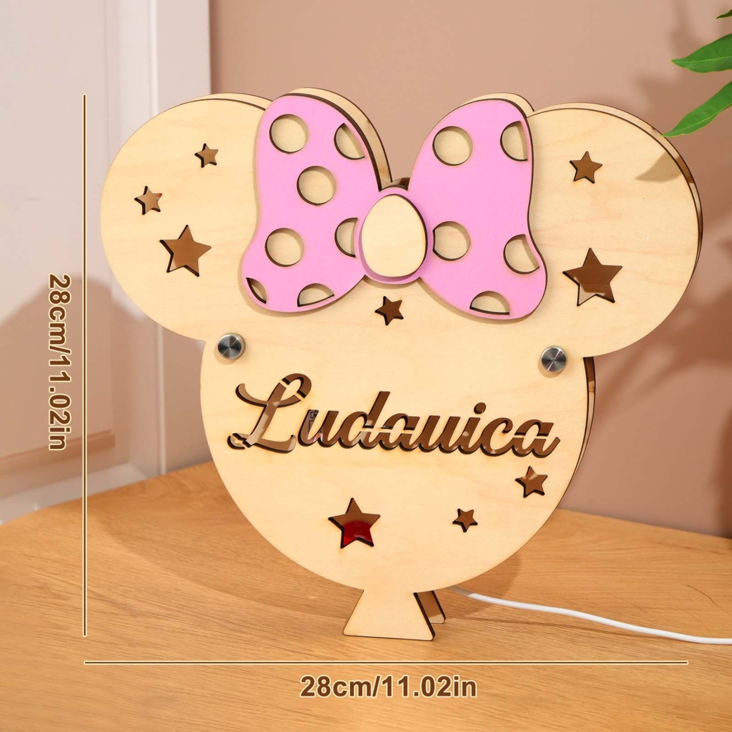 Custom Wooden Wall Lamp With Personalized Name Night Light Home Cozy Furnishing