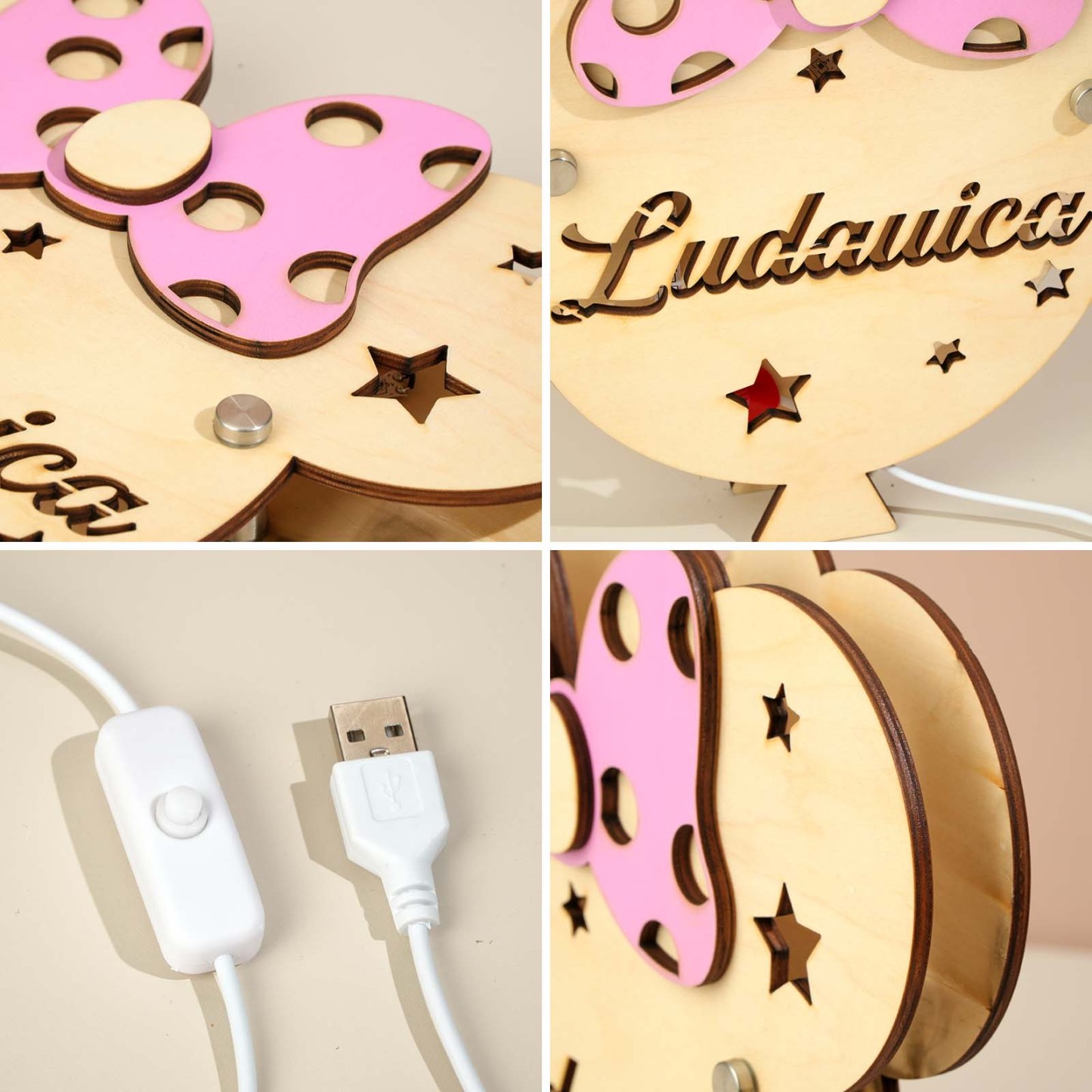 Custom Wooden Wall Lamp With Personalized Name Night Light Home Cozy Furnishing
