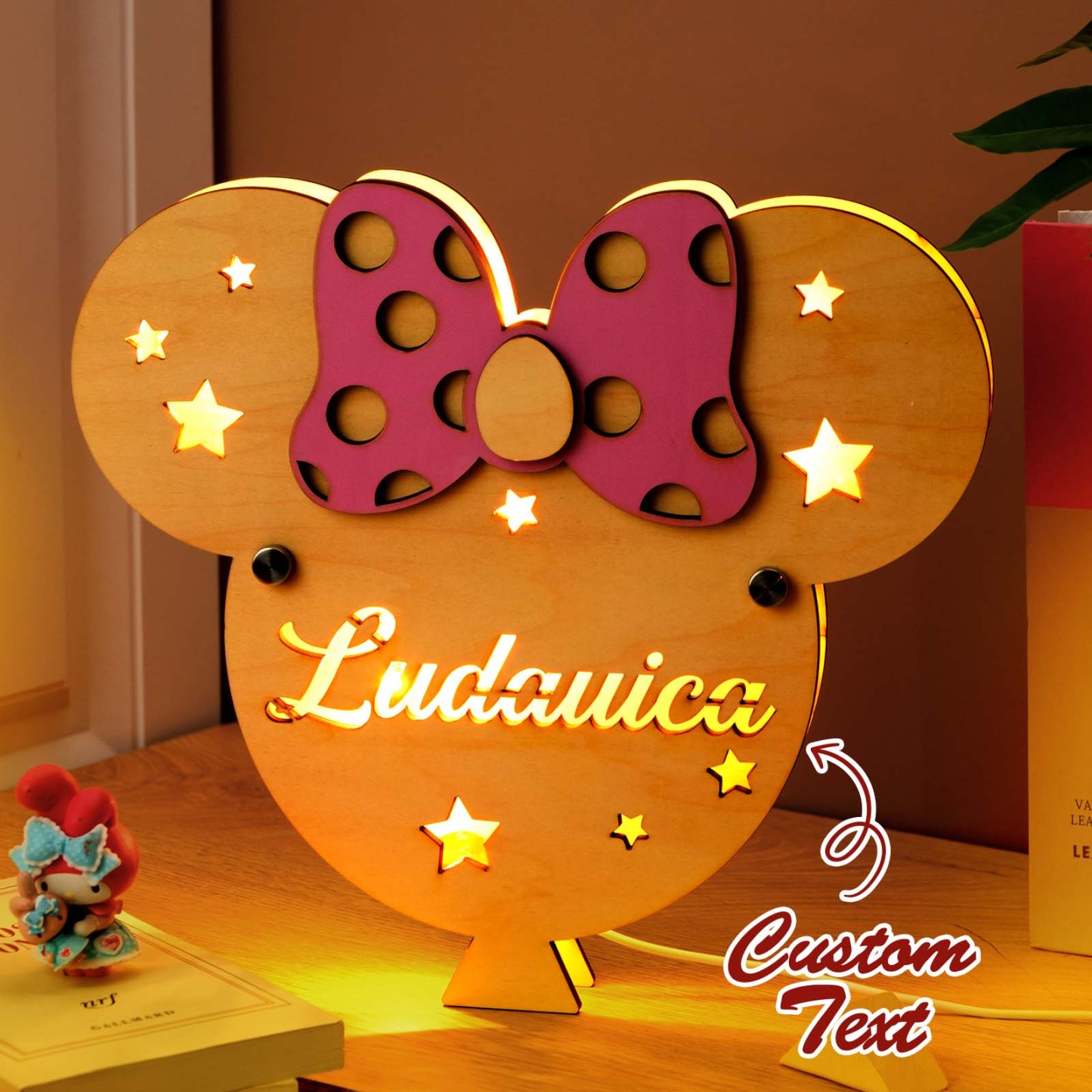 Custom Wooden Wall Lamp With Personalized Name Night Light Home Cozy Furnishing