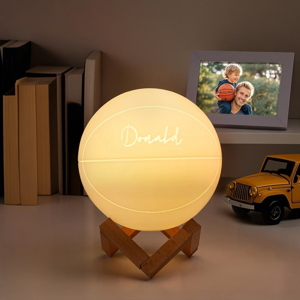 Personalized Name Basketball Night Light, 3D Table Lamp Light for Kids Room, Sports Decor for Boys Bedroom, Valentine Gifts for Him/Men - photomoonlampau