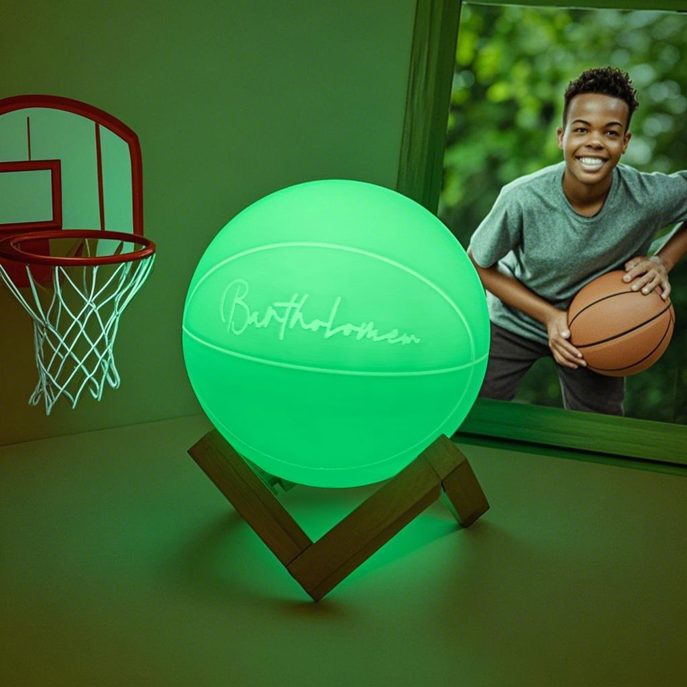 Personalized Name Basketball Night Light, 3D Table Lamp Light for Kids Room, Sports Decor for Boys Bedroom, Valentine Gifts for Him/Men - photomoonlampau