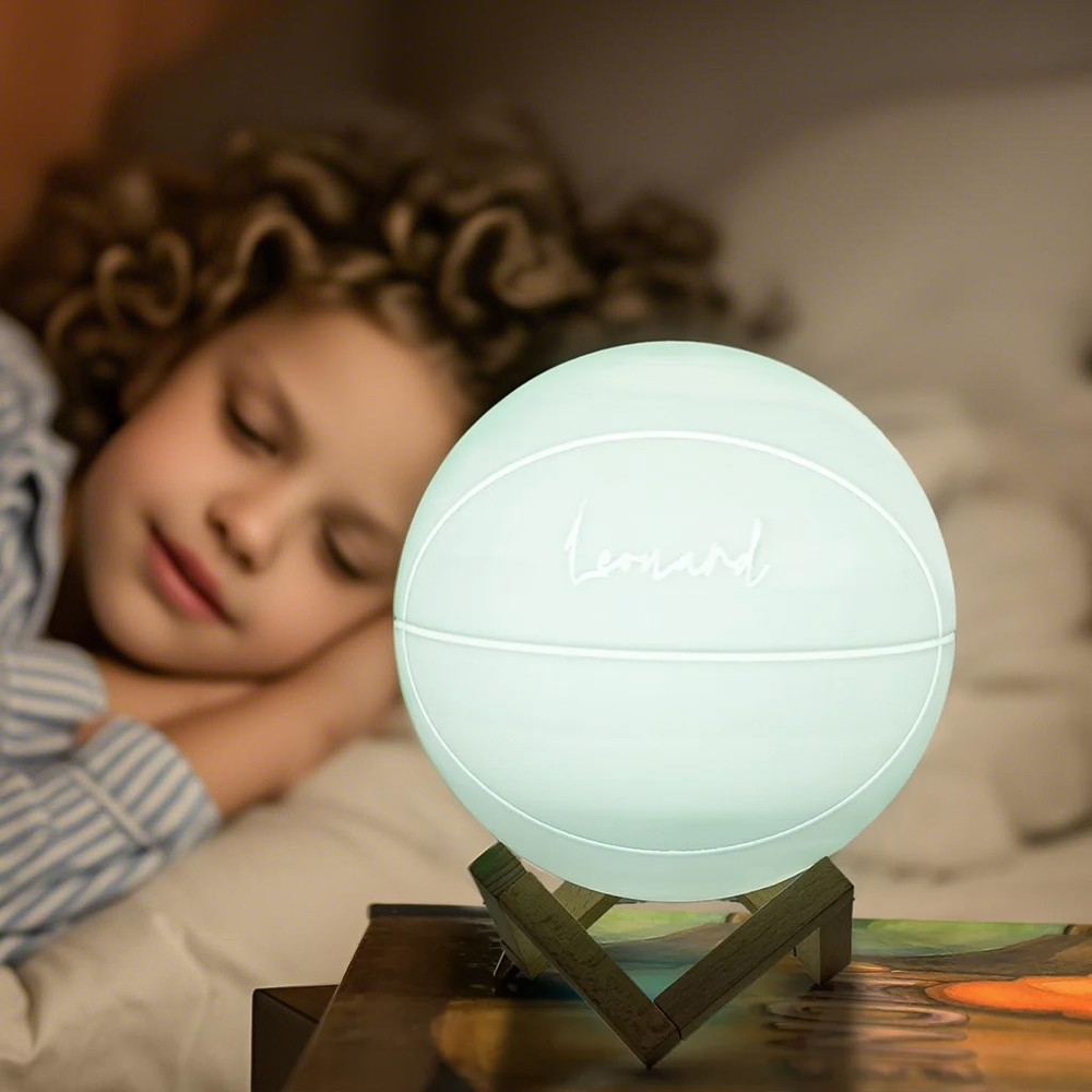 Personalized Name Basketball Night Light, 3D Table Lamp Light for Kids Room, Sports Decor for Boys Bedroom, Valentine Gifts for Him/Men - photomoonlampau