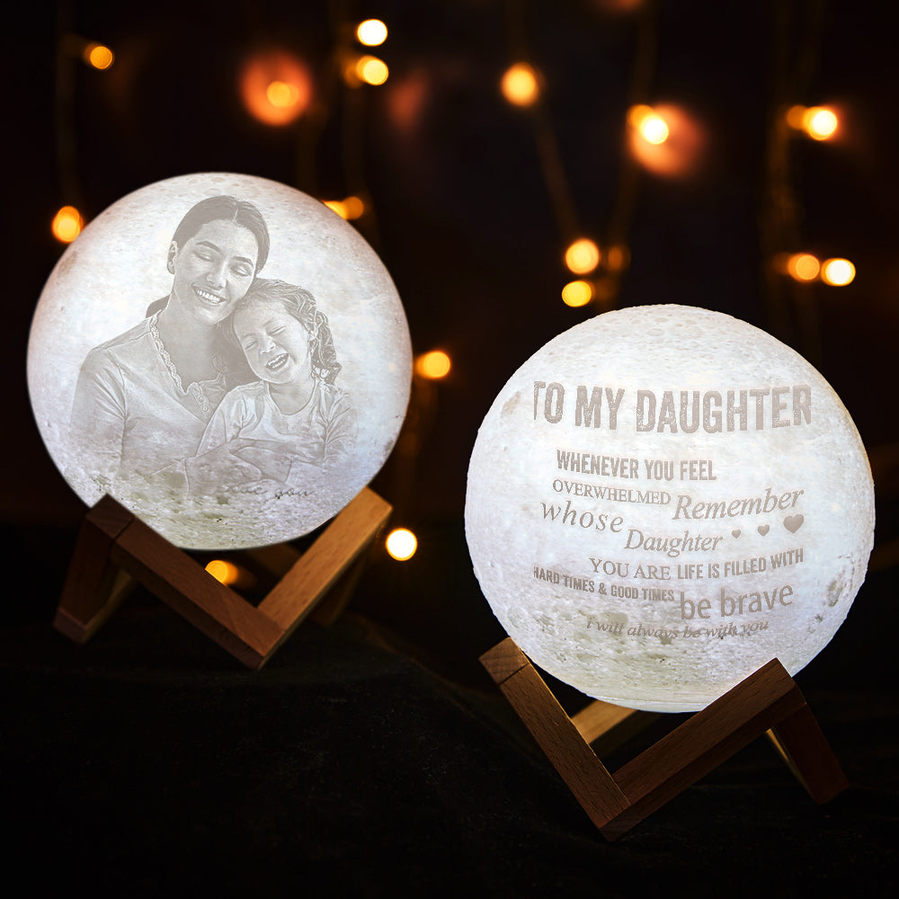 Personalised 3D Lunar Night Photo Moon Lamp - Touch Two Colors To My Daughter Daughters Birthday Unique Grown Up Daughter Gifts