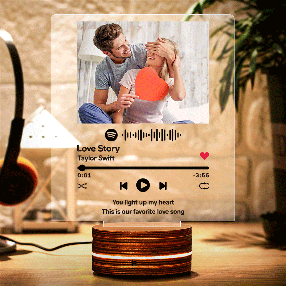 Custom Spotify Art Night Light with Scannable Music Night Light Valentine's Day Gift - photomoonlampau
