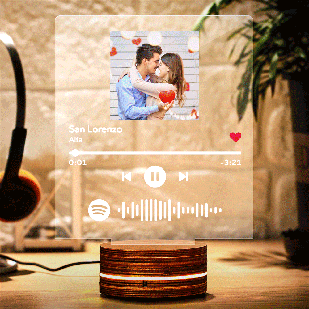 Personalized Photo Spotify Code Night Light Custom Song Lamp Couples Gift - photomoonlampau